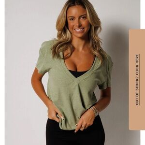 Casual Olive V-Neck Tee for Women
